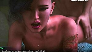 HD-video af en tatoveret pige, der suger og får sin jomfru-røv kneppet i et Hentai-spil