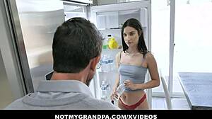Step family fantasy comes to life as grandpa and stepsister engage in hardcore sex