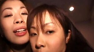 Gadis-gadis Asia dalam lingerie mendapatkan jari dan sperma di dalam threesome