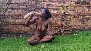 Indian amateur takes a deepthroat with dildo