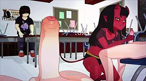 Nadržaná 3D dievčina dáva orálny sex a dostáva výstrek v animovanom videu