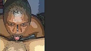 Amatoare africană își linge capul într-un videoclip de desene animate făcut acasă
